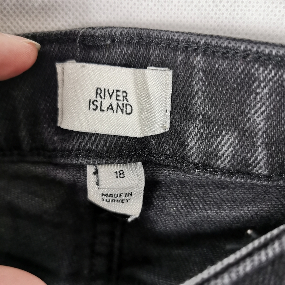 RIVER ISLAND Black Skinny Jeans Size 18 Short Petite Frayed Hem - Picture 6 of 8